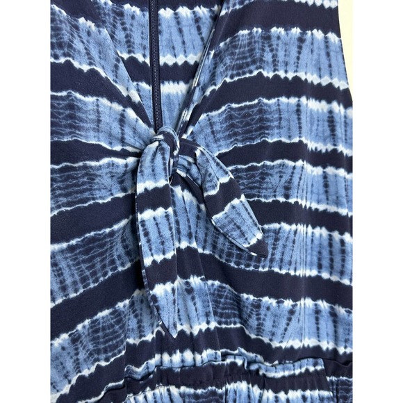 MICHAEL MICHAEL KORS Blue Tie Dye Tie Front Sleeveless Jumpsuit Size Large - Picture 4 of 7